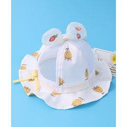 Babyhug Bucket Hat Strawberry Print - Light Yellow