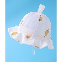 Babyhug Bucket Hat Strawberry Print - Light Yellow