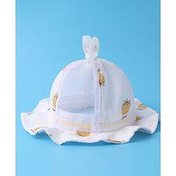Babyhug Bucket Hat Strawberry Print - Light Yellow