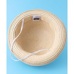 Babyhug Straw Hat With cat Applique and Hand Bag - Beige