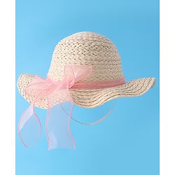 Babyhug Straw Hat with Bow -Beige