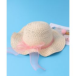 Babyhug Straw Hat with Bow -Beige