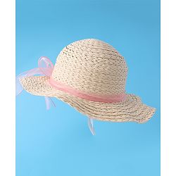 Babyhug Straw Hat with Bow -Beige