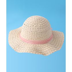 Babyhug Straw Hat with Bow -Beige