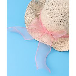 Babyhug Straw Hat with Bow -Beige