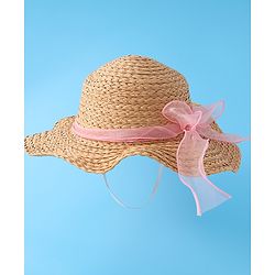 Babyhug Straw Hat with Bow -Brown