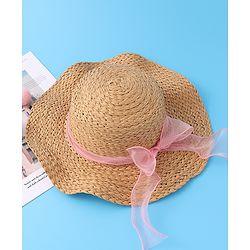 Babyhug Straw Hat with Bow -Brown