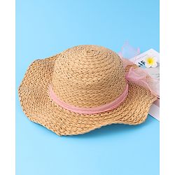 Babyhug Straw Hat with Bow -Brown