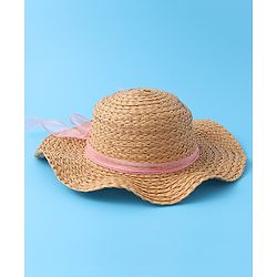 Babyhug Straw Hat with Bow -Brown