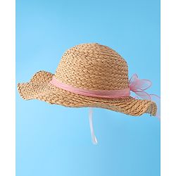 Babyhug Straw Hat with Bow -Brown