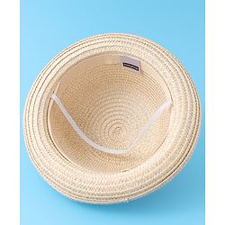 Babyhug Straw Hat with Panda Patch -Cream