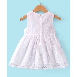 Babyhug Woven Frock with Three Fourth Sleeves Jacket Floral Applique - Navy Blue