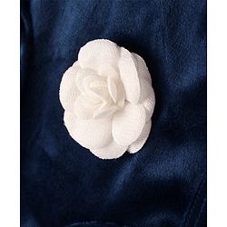 Babyhug Woven Frock with Three Fourth Sleeves Jacket Floral Applique - Navy Blue