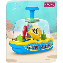 Babyhug Premium Press & Play Top Spinner Toy  Magic Fish themed Rotating Toy for Babies & Toddlers - Multicolor