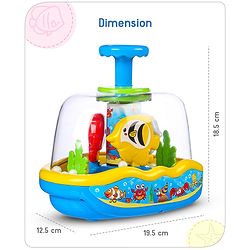 Babyhug Premium Press & Play Top Spinner Toy  Magic Fish themed Rotating Toy for Babies & Toddlers - Multicolor