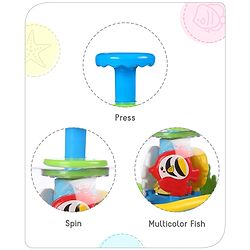 Babyhug Premium Press & Play Top Spinner Toy  Magic Fish themed Rotating Toy for Babies & Toddlers - Multicolor