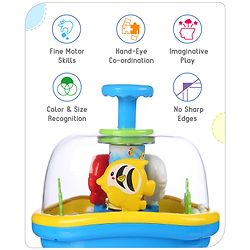 Babyhug Premium Press & Play Top Spinner Toy  Magic Fish themed Rotating Toy for Babies & Toddlers - Multicolor