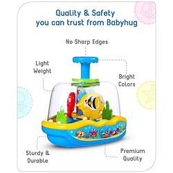 Babyhug Premium Press & Play Top Spinner Toy  Magic Fish themed Rotating Toy for Babies & Toddlers - Multicolor