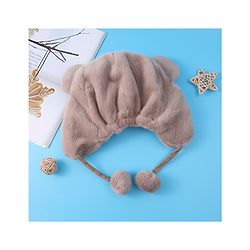 Babyhug Woolen Cap With Pom Pom Applique - Tan