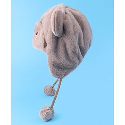 Babyhug Woolen Cap With Pom Pom Applique - Tan