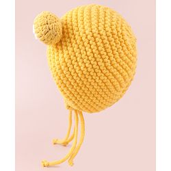 Babyhug Woollen Cap with Knot - Yellow