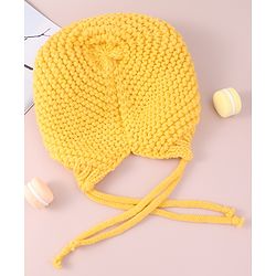 Babyhug Woollen Cap with Knot - Yellow