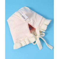 Babyhug  Floral Design Woollen Cap - White