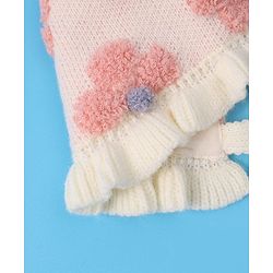 Babyhug  Floral Design Woollen Cap - White