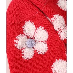 Babyhug  Floral Design Woollen Cap - White
