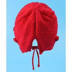 Babyhug Woolen Cap With Strawberry Applique - Red