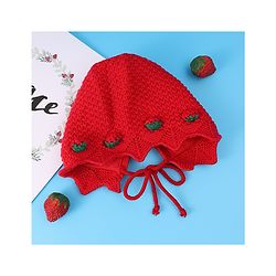 Babyhug Woolen Cap With Strawberry Applique - Red