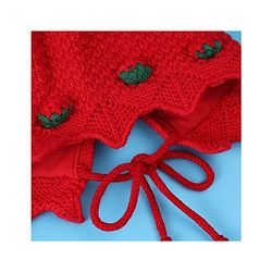Babyhug Woolen Cap With Strawberry Applique - Red