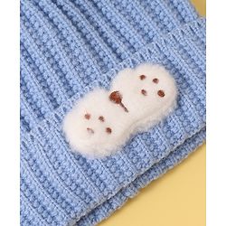 Babyhug Woollen Cap with Rabbit Ear Applique - Blue
