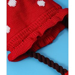 Babyhug Woollen Tie Knot Cap with Pom Pom - Red