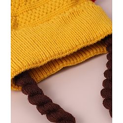 Babyhug Woollen Tie Knot Cap with Pom Pom - Yellow