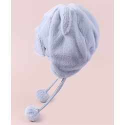 Babyhug Woolen Cap With Pom Pom Applique - Sky Blue