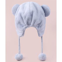 Babyhug Woolen Cap With Pom Pom Applique - Sky Blue