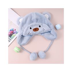 Babyhug Woolen Cap With Pom Pom Applique - Sky Blue