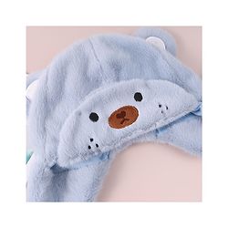 Babyhug Woolen Cap With Pom Pom Applique - Sky Blue