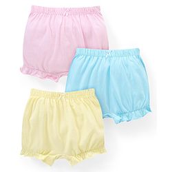 Babyhug 100% Cotton Knit Bloomer Pack of 3 - Multicolour