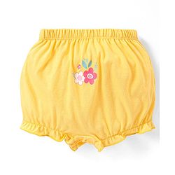 Babyhug 100% Cotton Knit Bloomer with Floral & Butterfly Print Pack of 3 - Pink Yellow & Blue