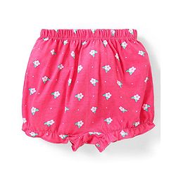 Babyhug 100% Cotton Knit Bloomer with Floral & Butterfly Print Pack of 3 - Pink Yellow & Blue