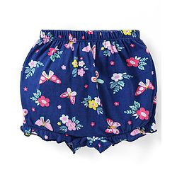 Babyhug 100% Cotton Knit Bloomer with Floral & Butterfly Print Pack of 3 - Pink Yellow & Blue