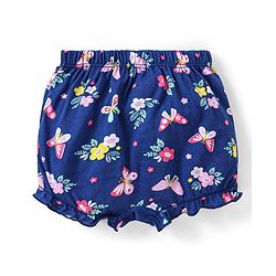 Babyhug 100% Cotton Knit Bloomer with Floral & Butterfly Print Pack of 3 - Pink Yellow & Blue
