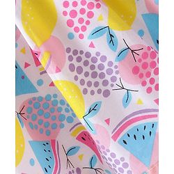 Babyhug Cambric Woven Sleeveless Frock Fruits Print and Bow Applique Pink (Bow Colour May Vary)