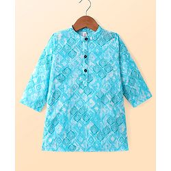 Babyhug Cambric Woven Full Sleeves Printed Kurta Pyjama Set - Blue
