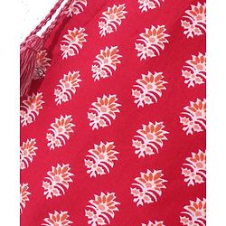 Babyhug Cotton Cambric Three Fourth Sleeves Kurti Palazzo Set with  Dupatta Floral Print - Red