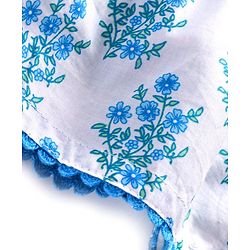 Babyhug Cotton Cambric Woven  Short Sleeve Tiered Ethnic Dress With Floral Print- White