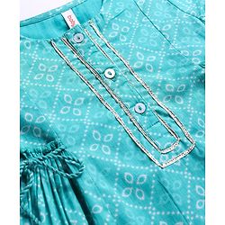 Babyhug Cotton Woven Three Fourth Sleeves Printed Kurta with Tassle Detailing & Palazzo with Dupatta Set - Blue