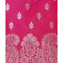 Babyhug Woven Sleeveless Brocade Kurti Palazo & Dupatta Set - Dark Pink